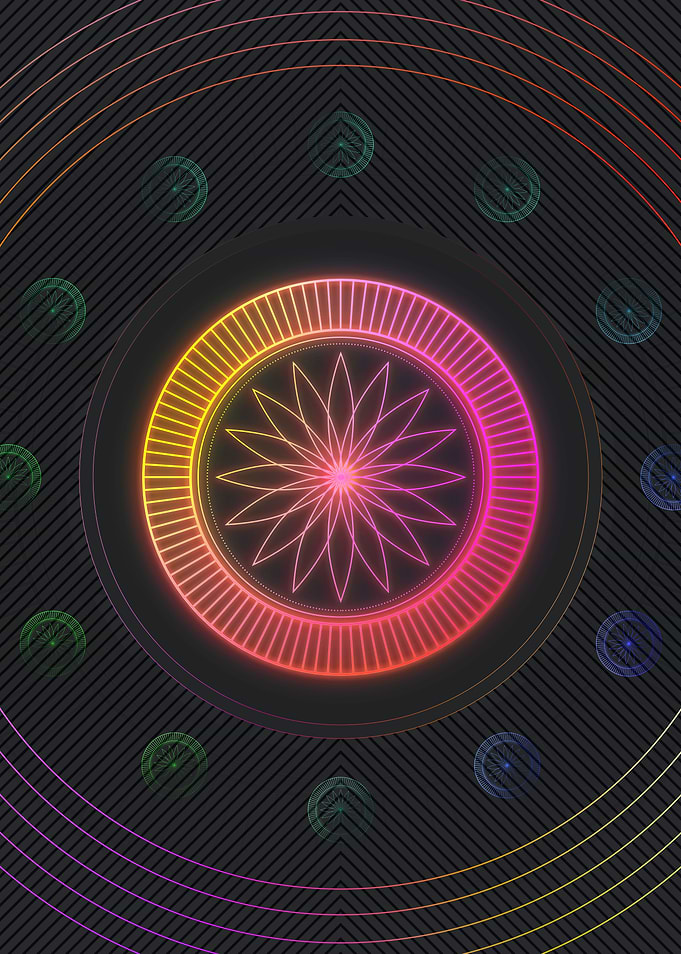 Neon Geometric Glyph Sign
