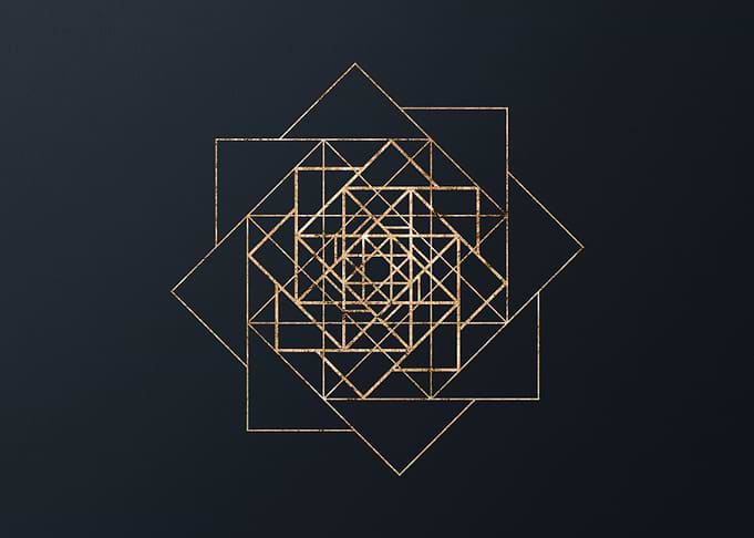 Gold Geometric Glyph Sign