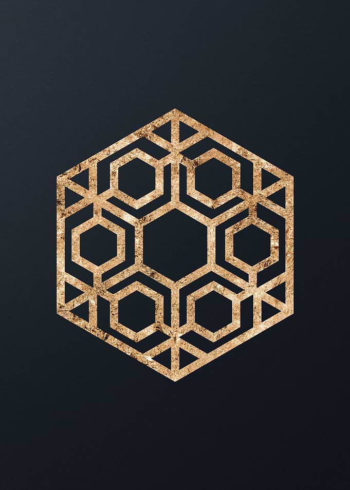 Gold Geometric Glyph Sign