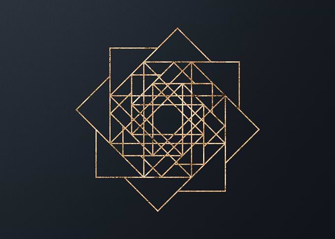 Gold Geometric Glyph Sign
