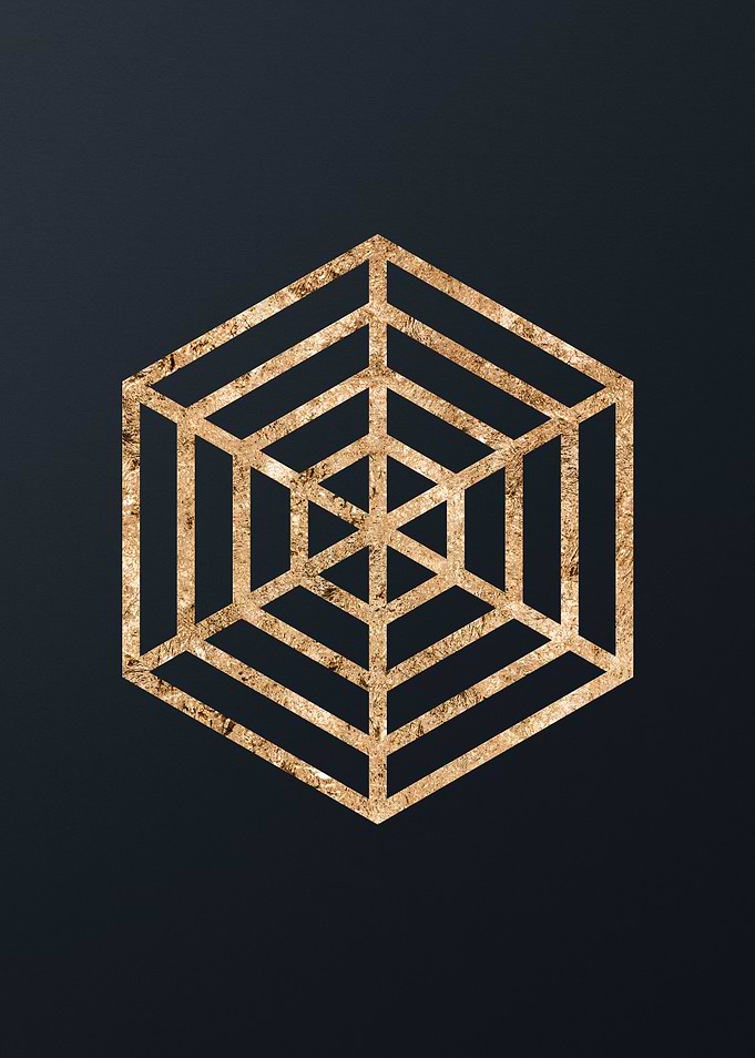 Gold Geometric Glyph Sign