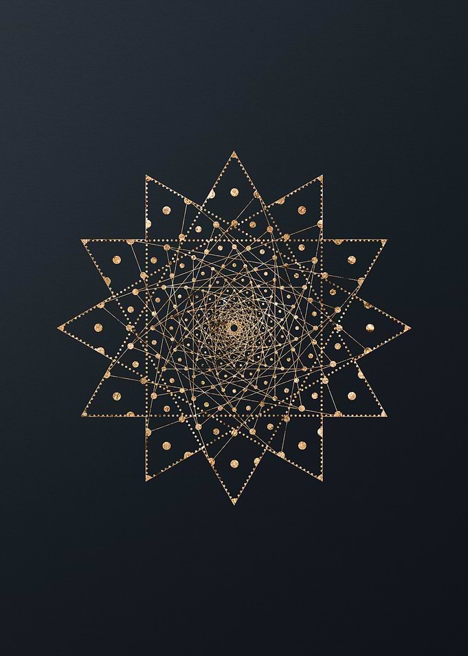 Gold Geometric Glyph Sign