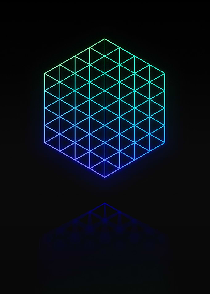 Neon Geometric Glyph Sign