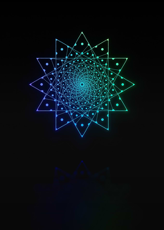 Neon Geometric Glyph Sign