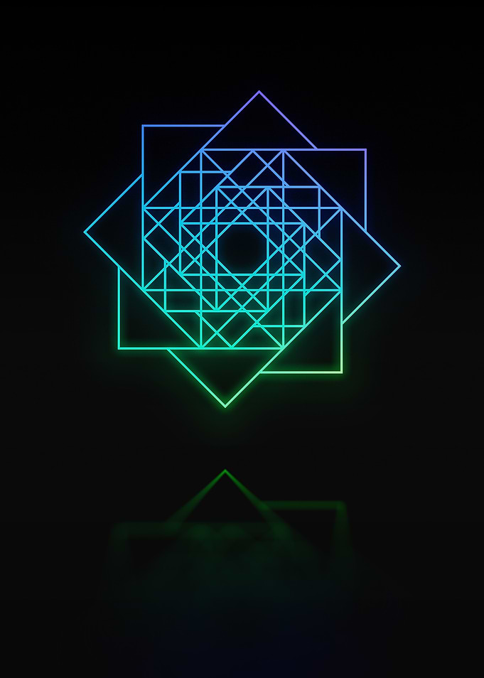 Neon Geometric Glyph Sign