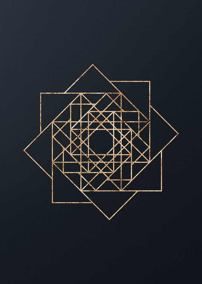 Gold Geometric Glyph Sign