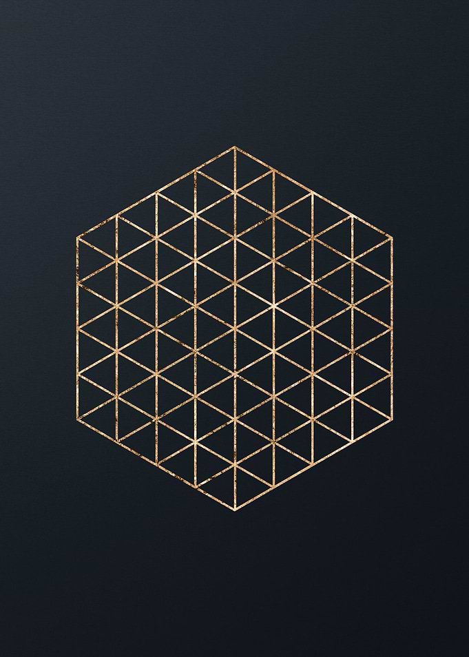 Gold Geometric Glyph Sign