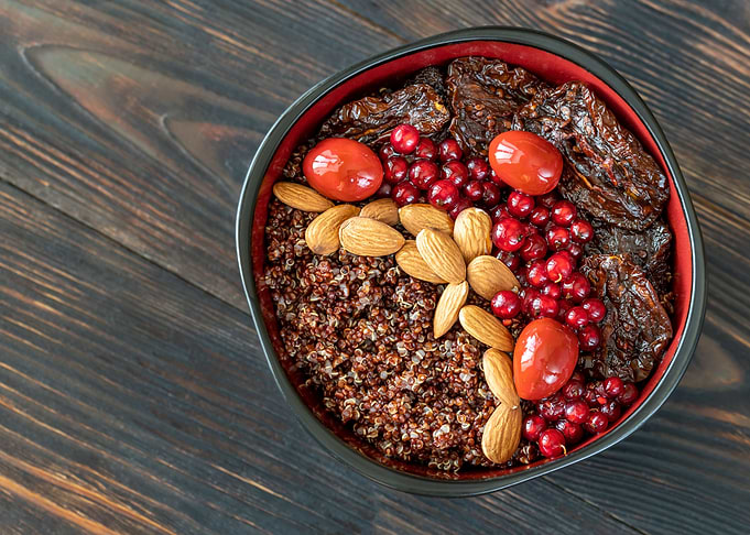 Bowl of red quinoa