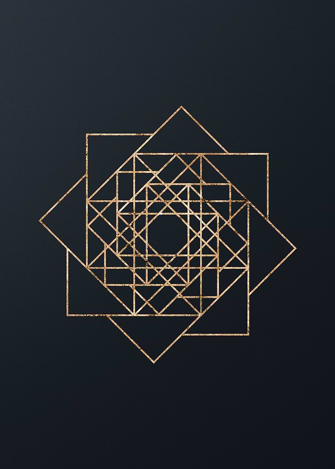 Gold Geometric Glyph Sign