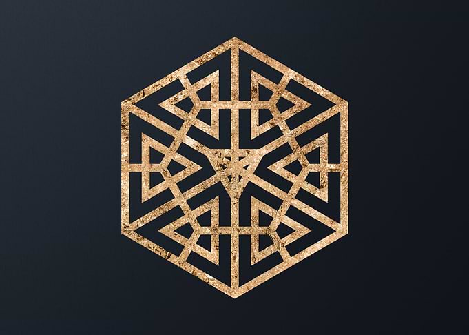 Gold Geometric Glyph Sign