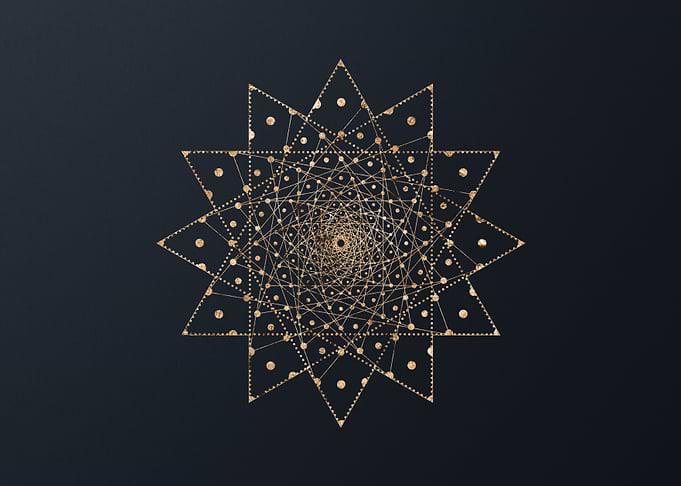 Gold Geometric Glyph Sign