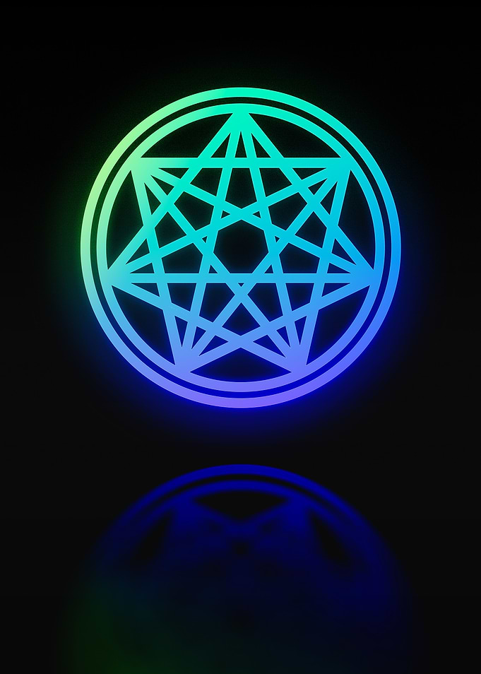 Neon Geometric Glyph Sign