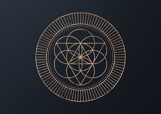 Gold Geometric Glyph Sign