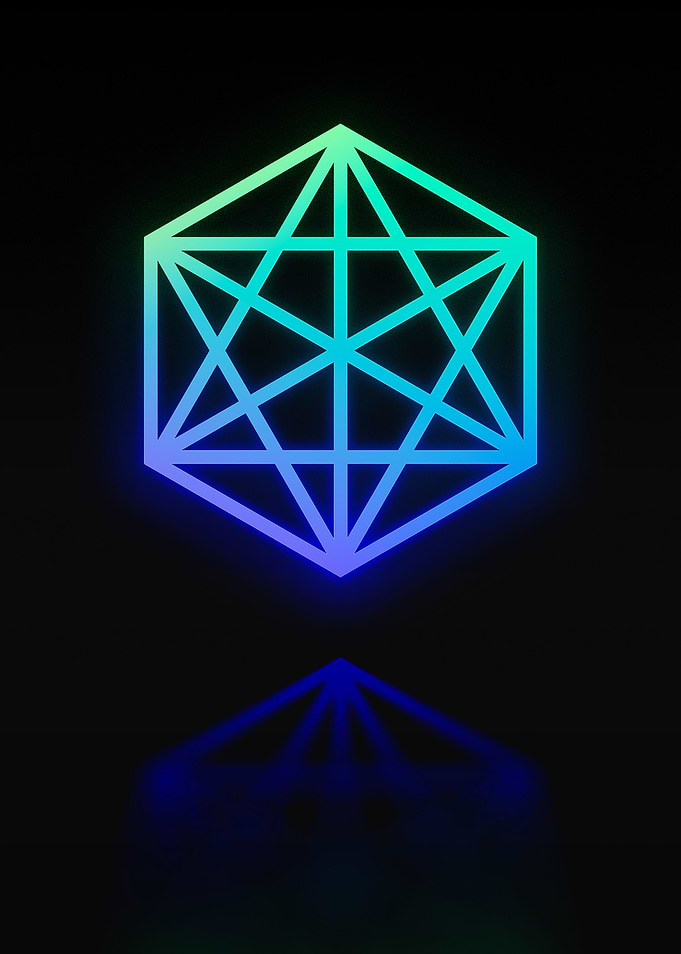 Neon Geometric Glyph Sign