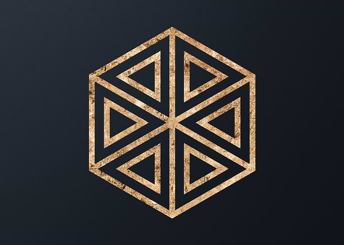 Gold Geometric Glyph Sign