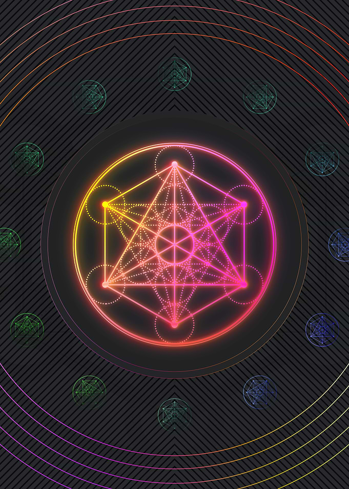 Neon Geometric Glyph Sign