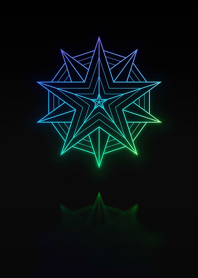 Neon Geometric Glyph Sign