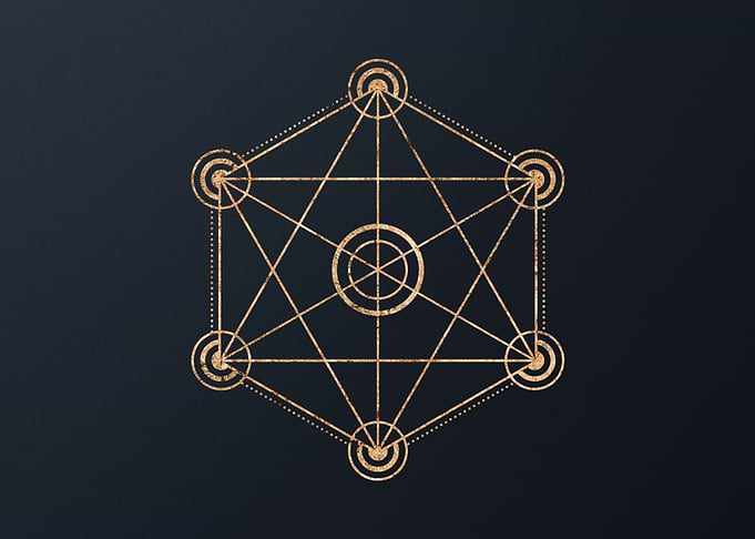 Gold Geometric Glyph Sign