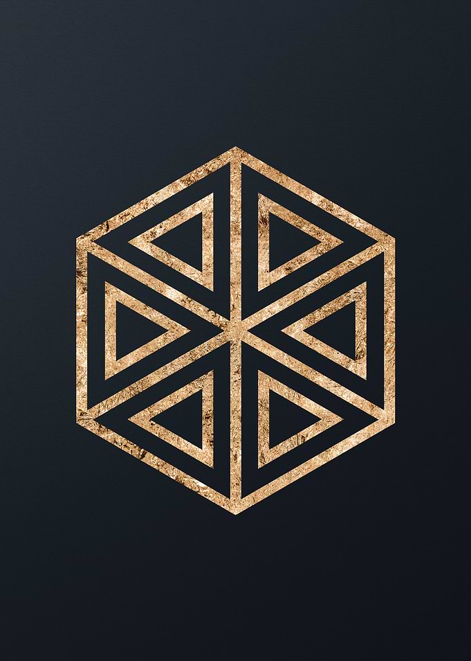 Gold Geometric Glyph Sign