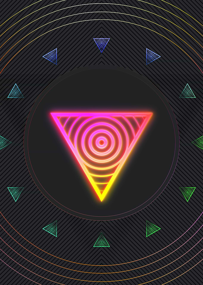 Neon Geometric Glyph Sign