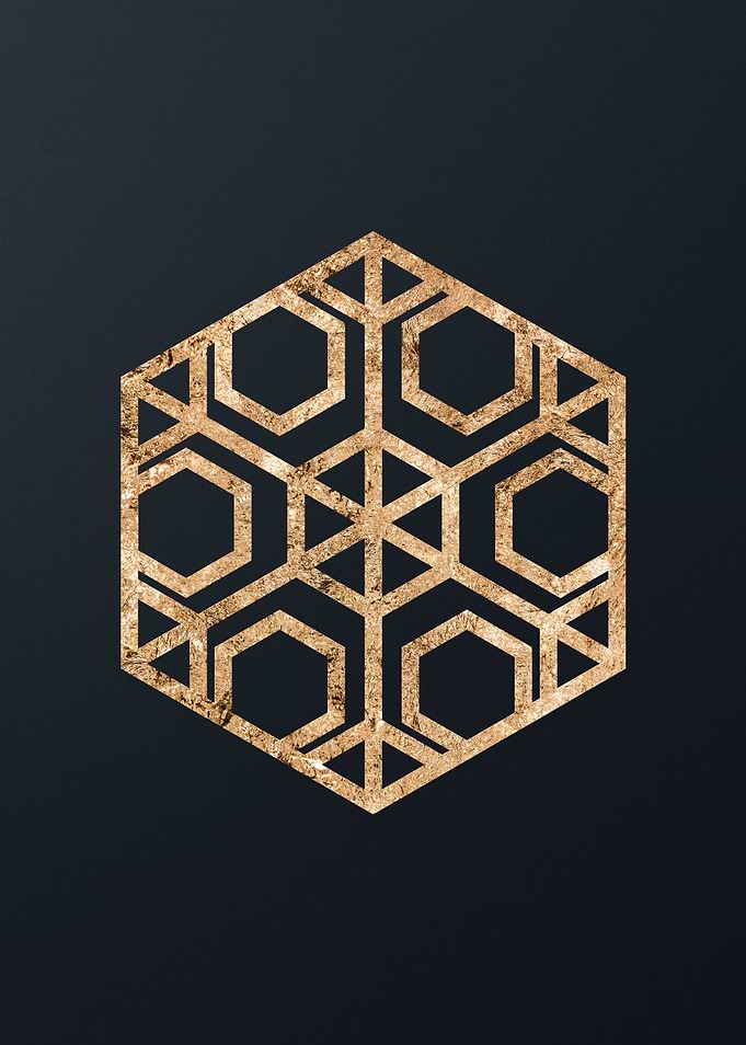 Gold Geometric Glyph Sign