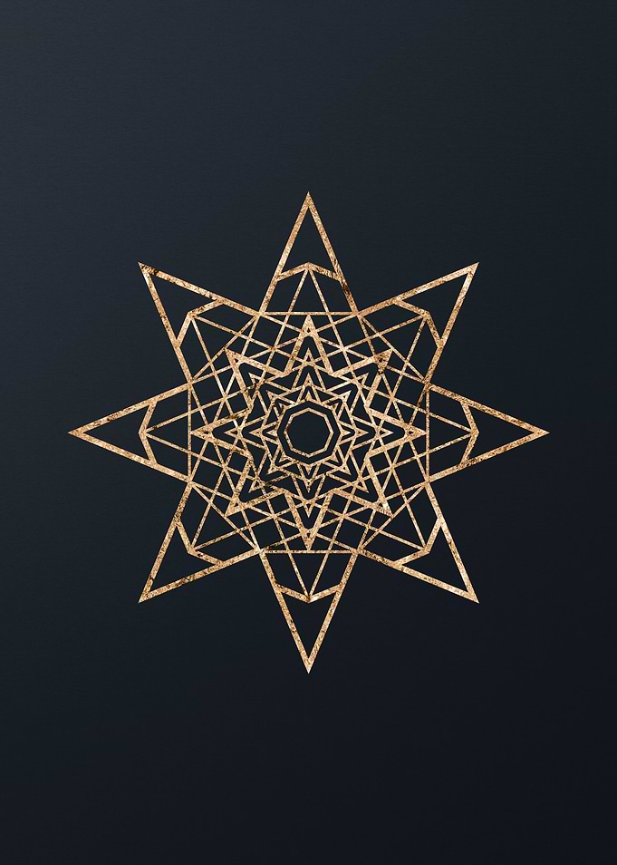 Gold Geometric Glyph Sign