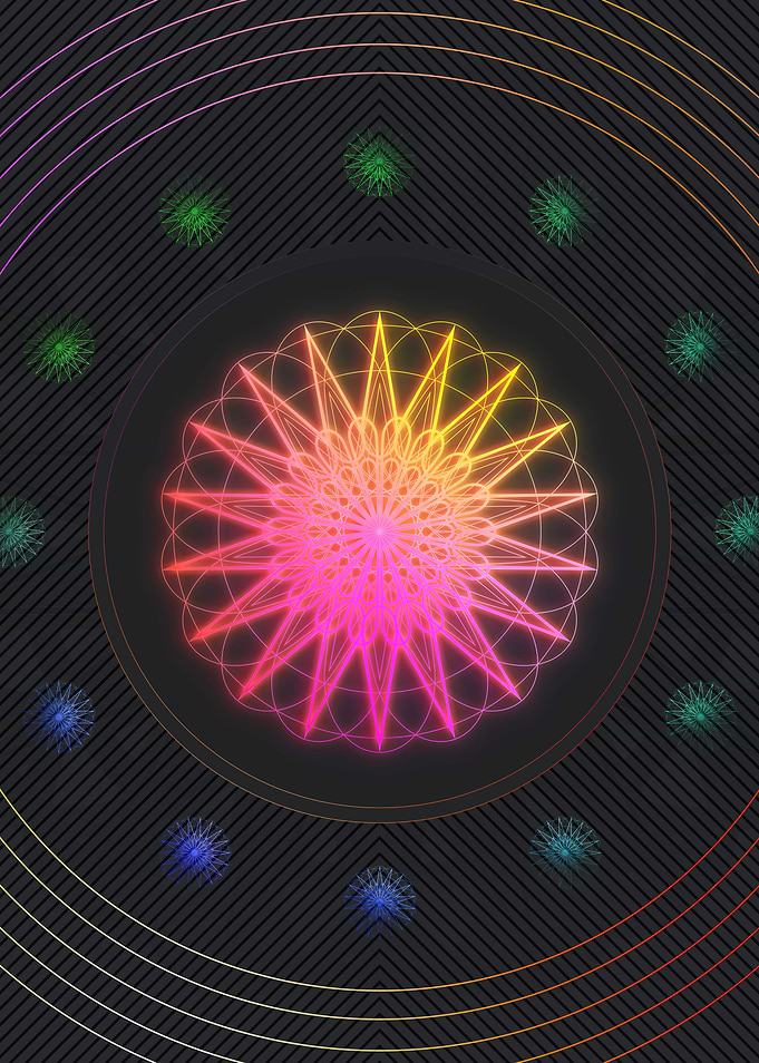 Neon Geometric Glyph Sign