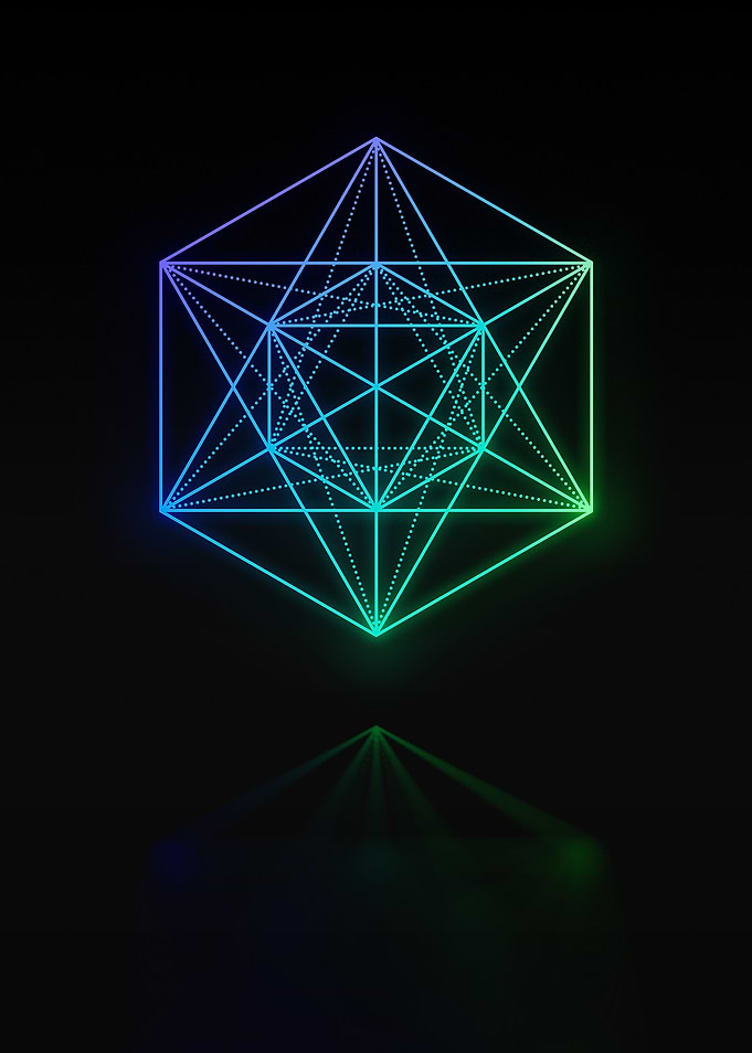 Neon Geometric Glyph Sign