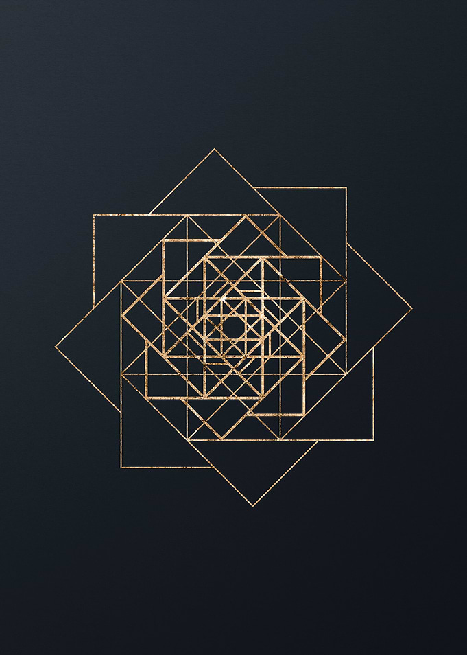 Gold Geometric Glyph Sign