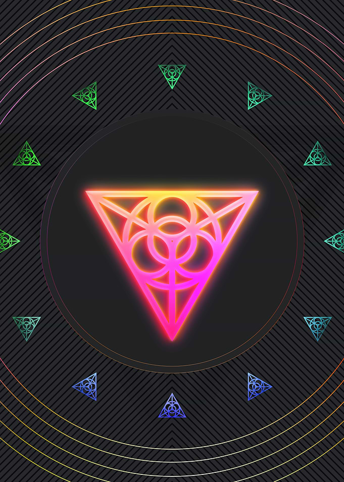 Neon Geometric Glyph Sign