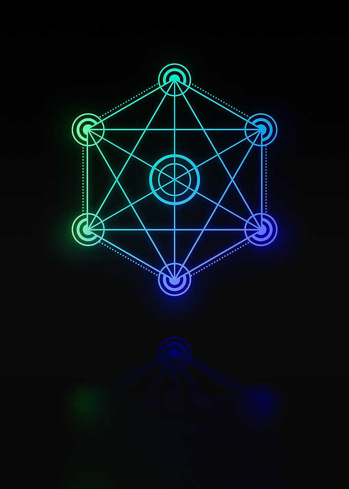 Neon Geometric Glyph Sign