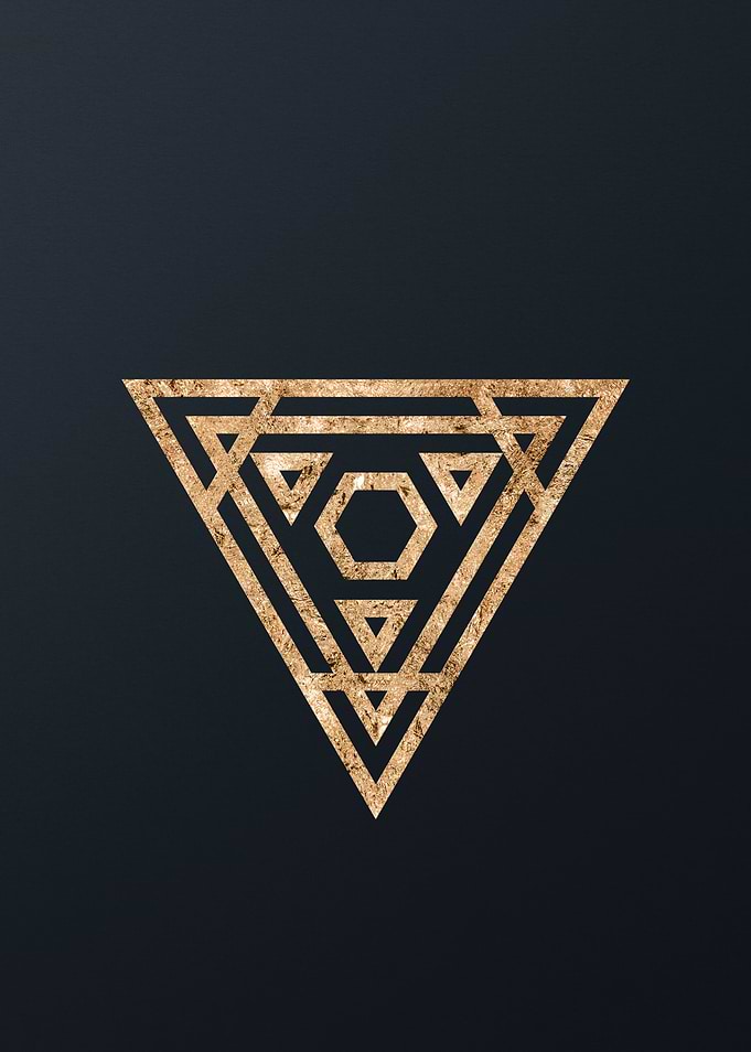 Gold Geometric Glyph Sign