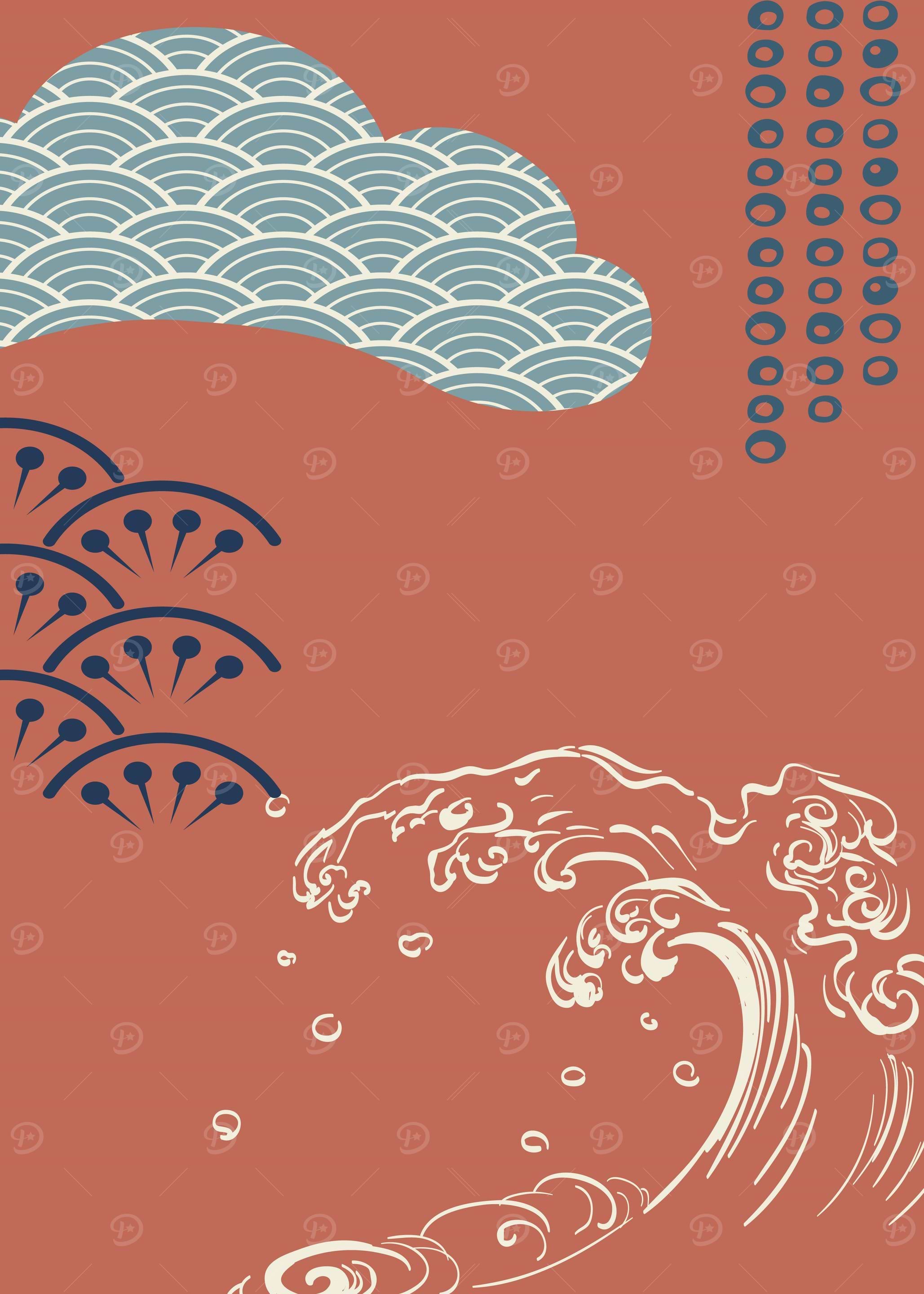 japanese pattern red white
