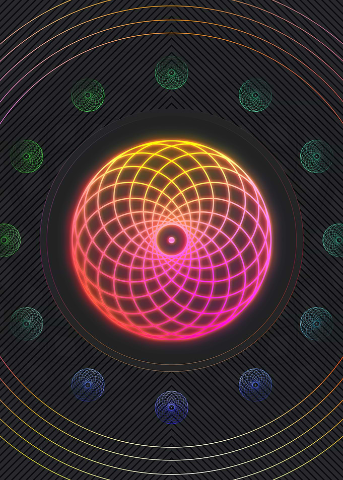 Neon Geometric Glyph Sign