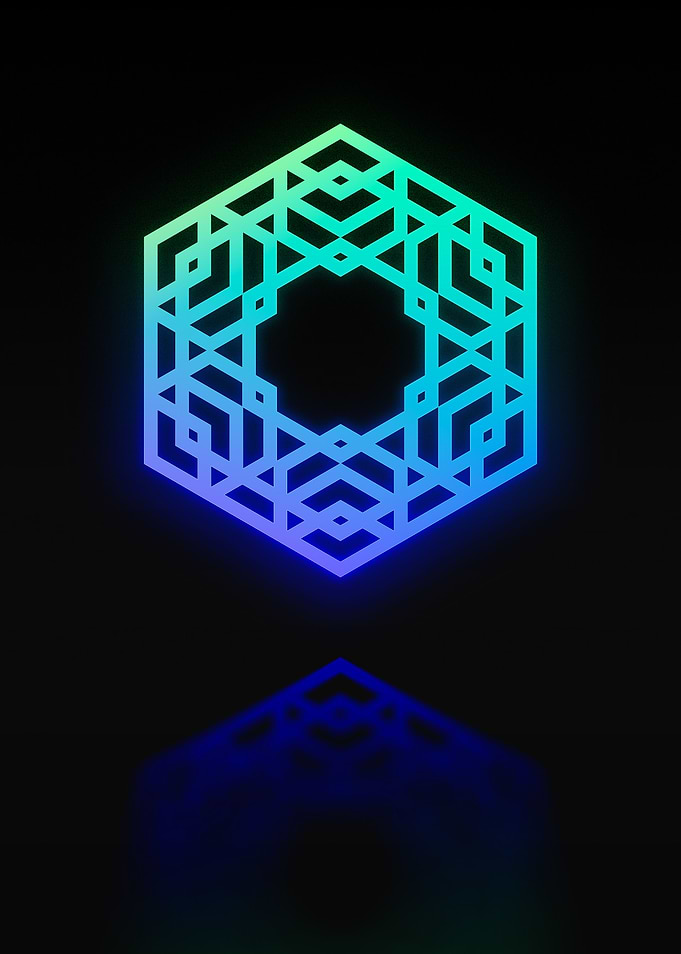 Neon Geometric Glyph Sign