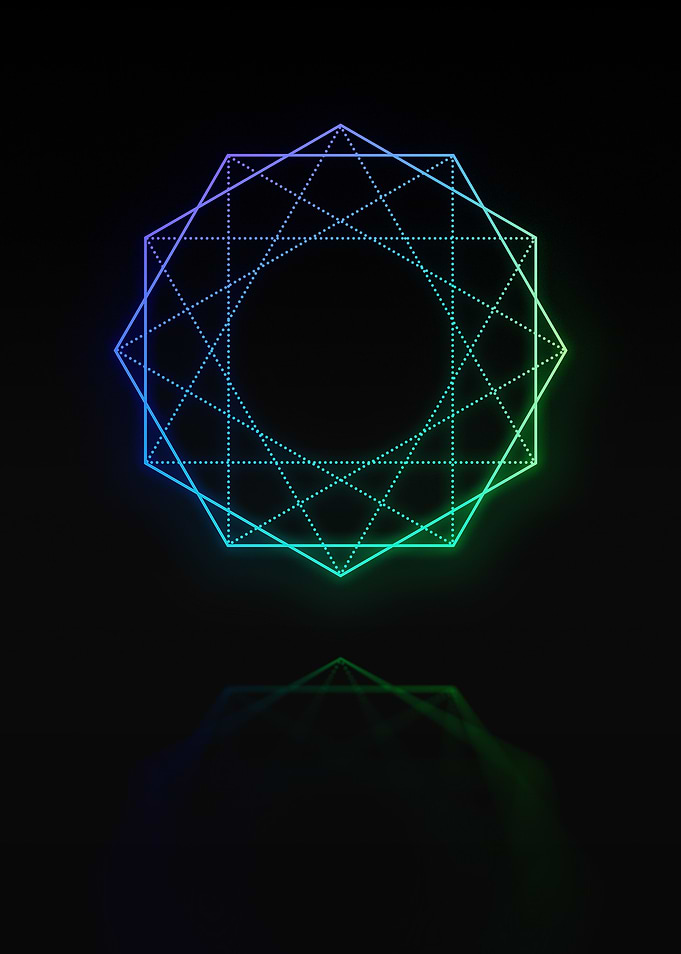Neon Geometric Glyph Sign