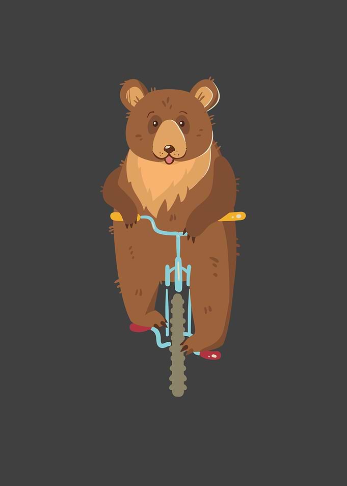 Happy Grizzly Bear Cycling