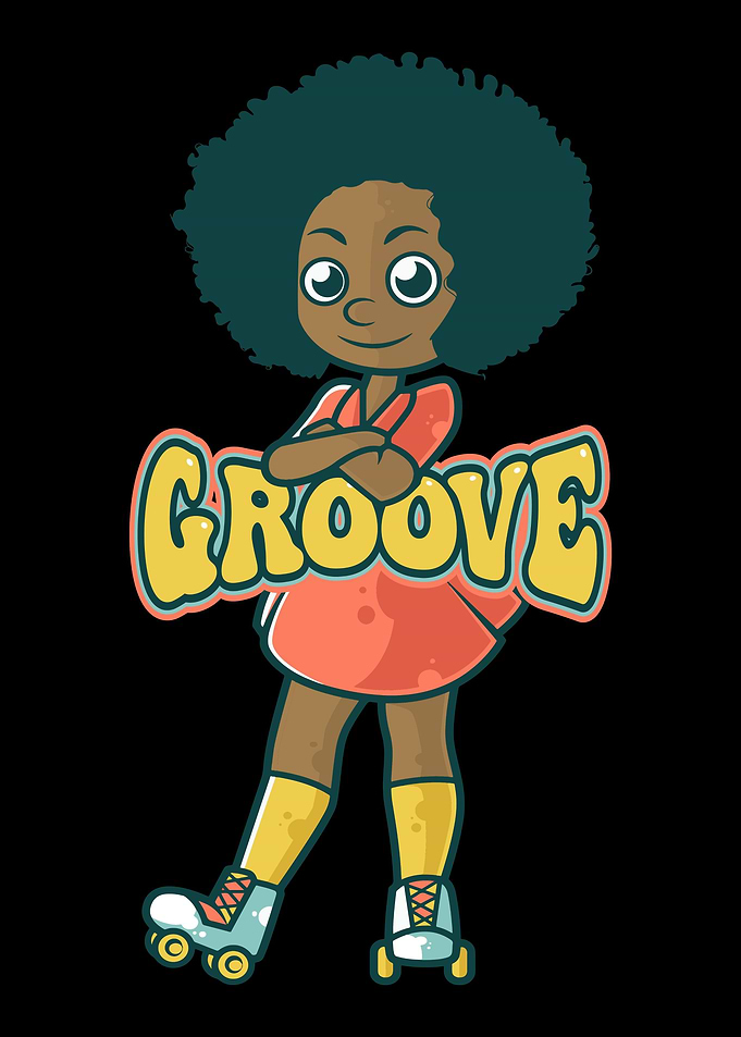 Afro roller skater girl