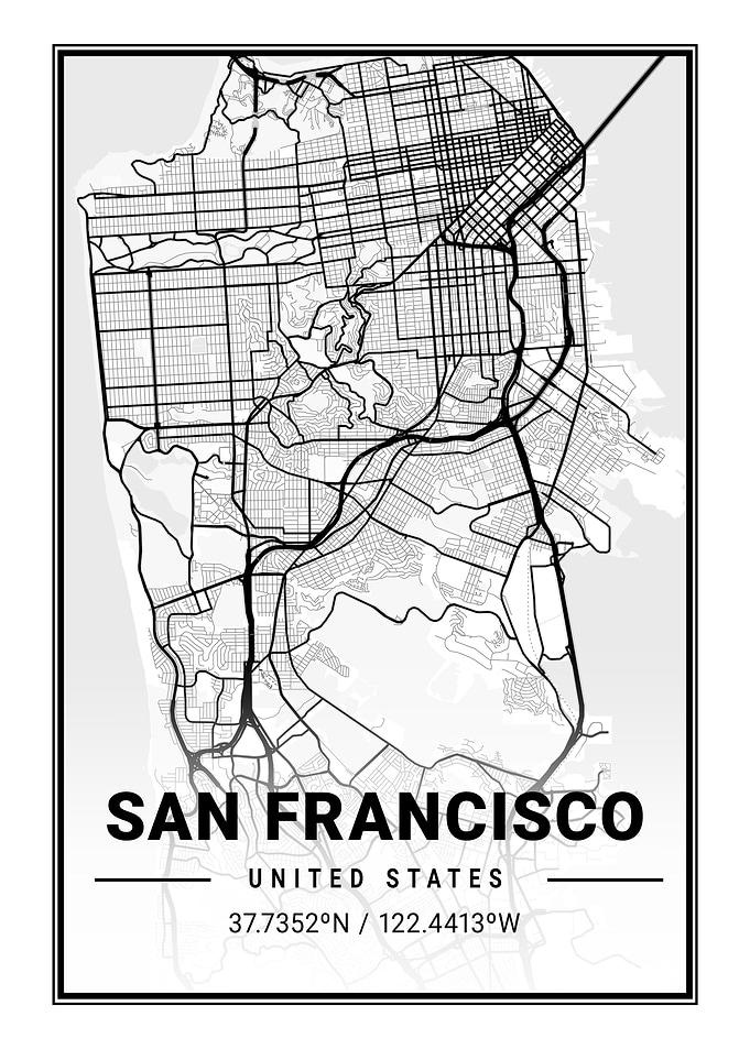San Francisco City Map USA