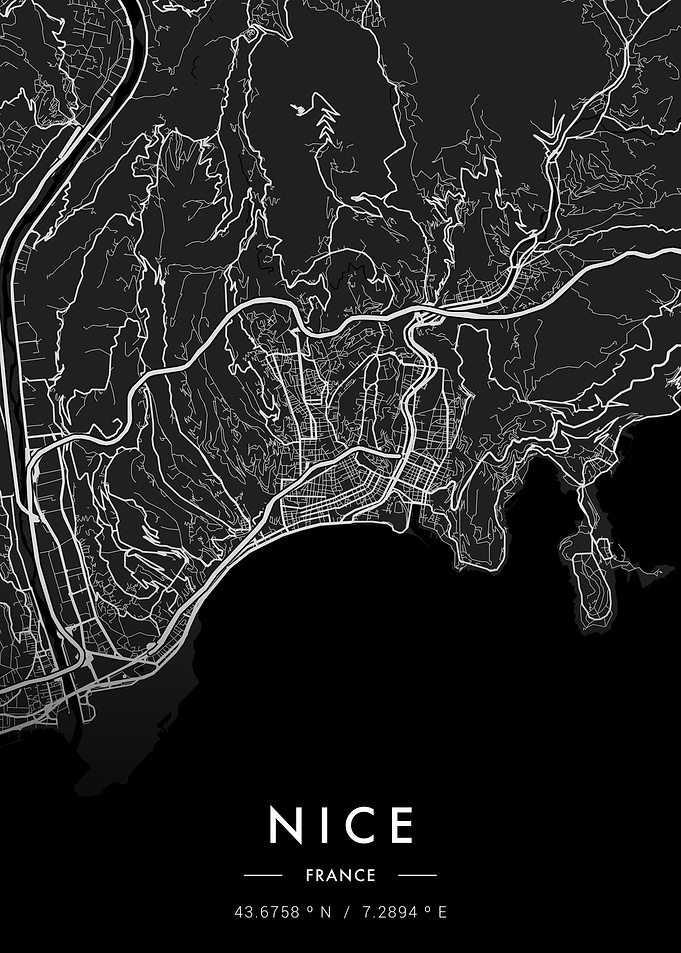 Nice City Map Dark