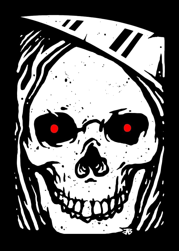 Smiling Skull Red Eyes