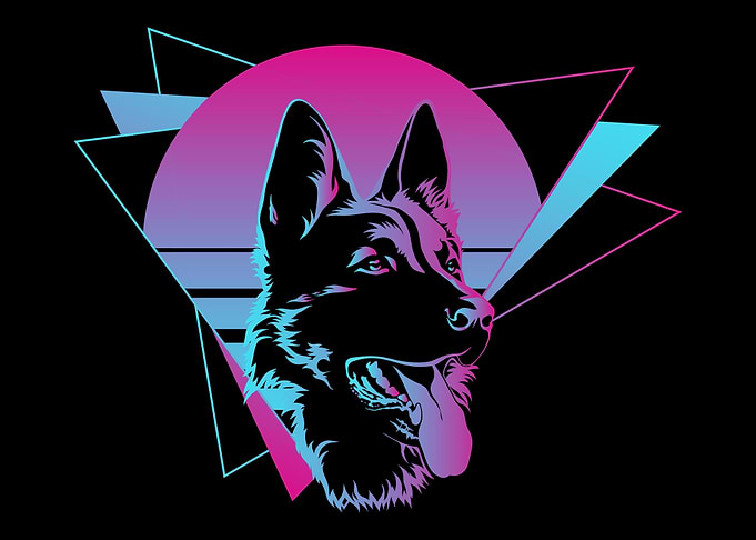 German Shepherd Vaporwave