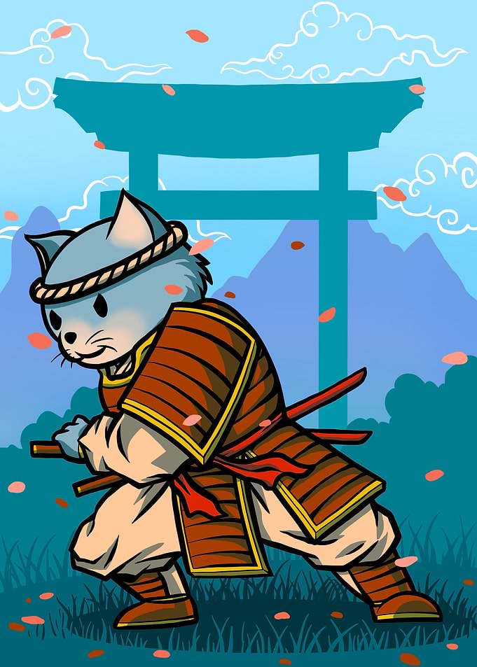 The Brave Samurai cat