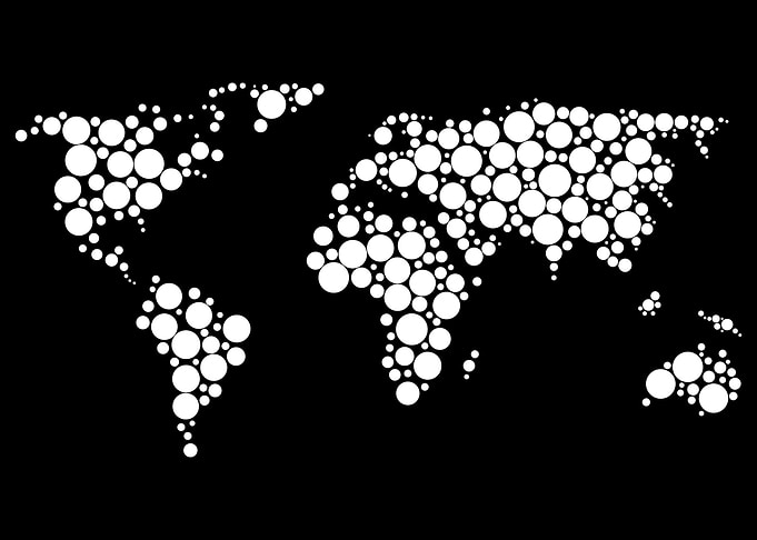 World Map white dotted