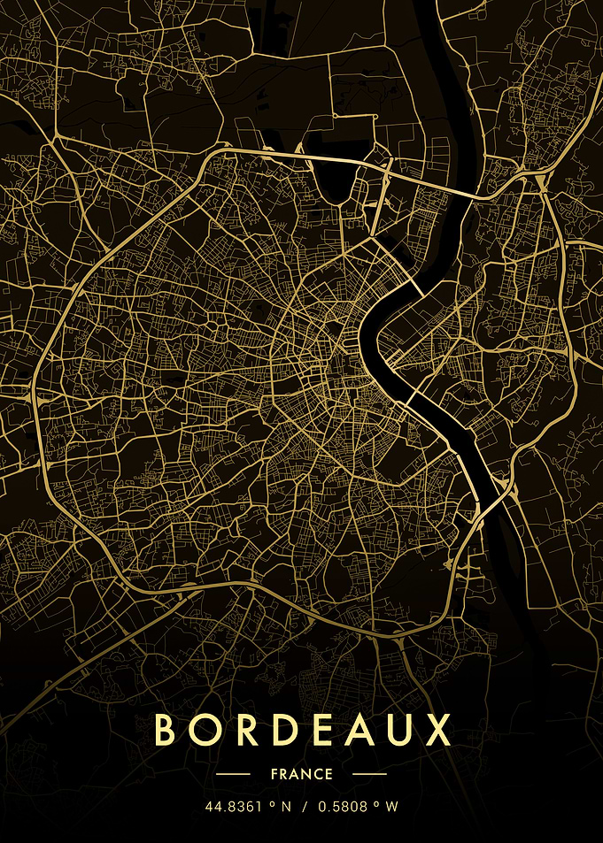 Bordeaux City Map Gold