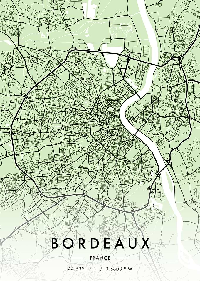 Bordeaux City Map Green