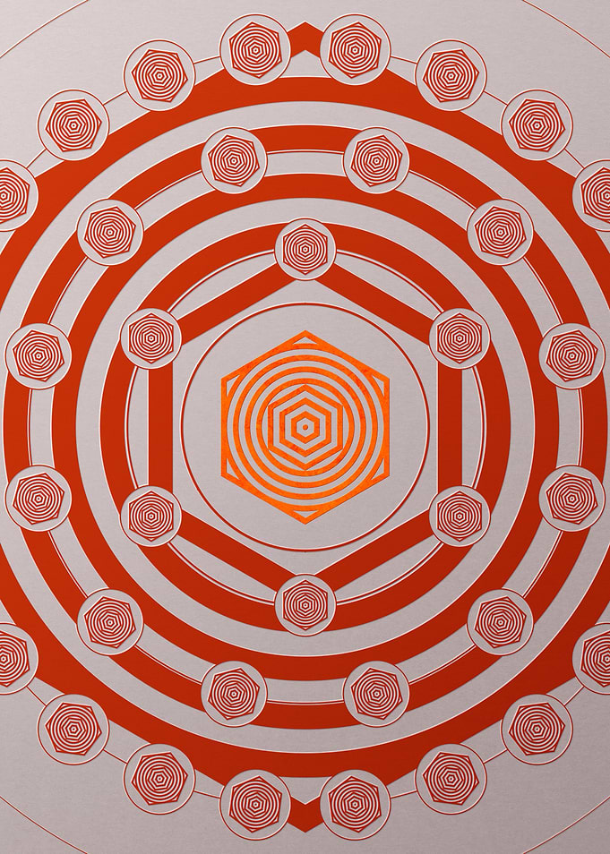 Red Glyph Mandala Rune Art