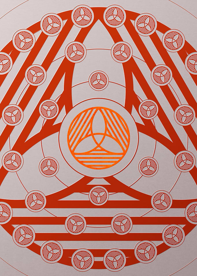 Red Glyph Mandala Rune Art