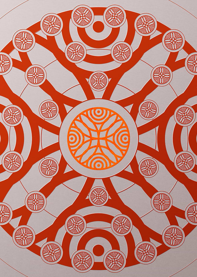 Red Glyph Mandala Rune Art