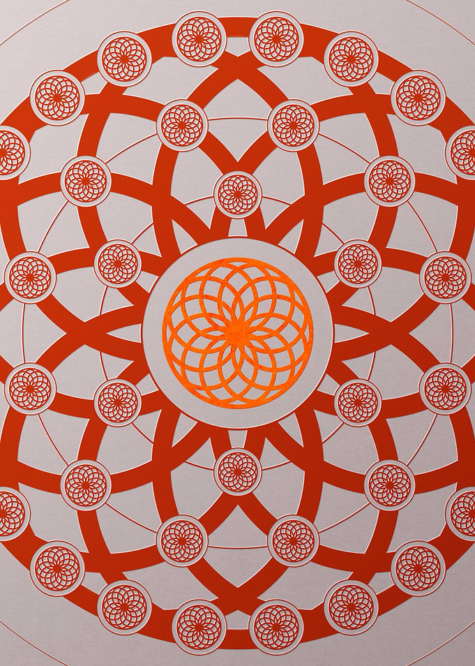 Red Glyph Mandala Rune Art
